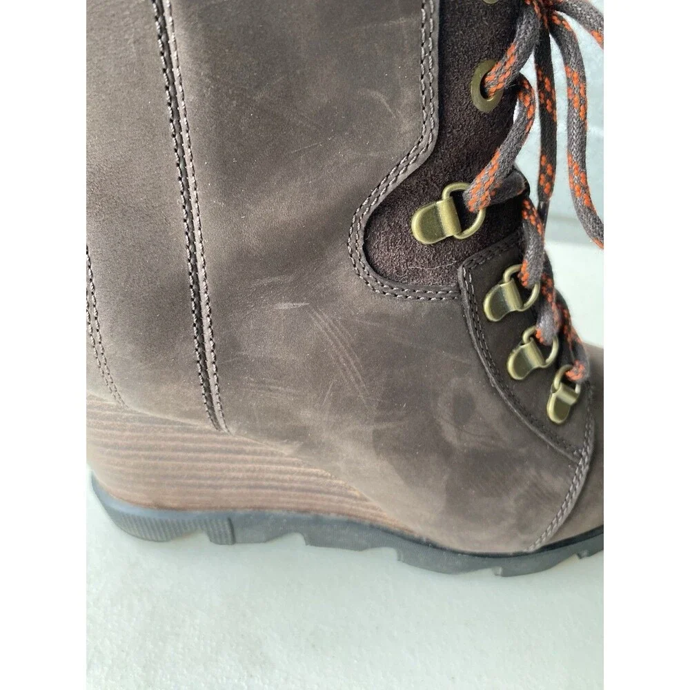 SOREL Joan Laceup WEDGE BOOTS All Weather Ankle BOOTIE Womens Size 9